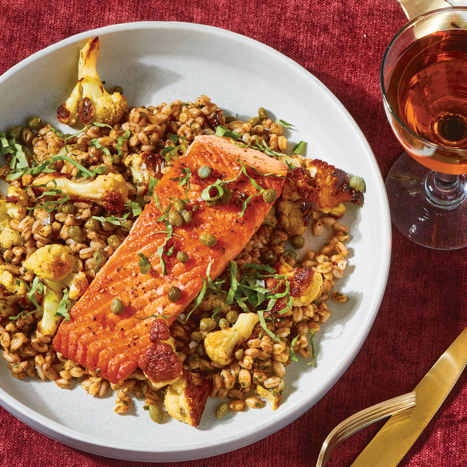 Coho Salmon with Roasted Cauliflower and Pesto Recipe – Secret Island