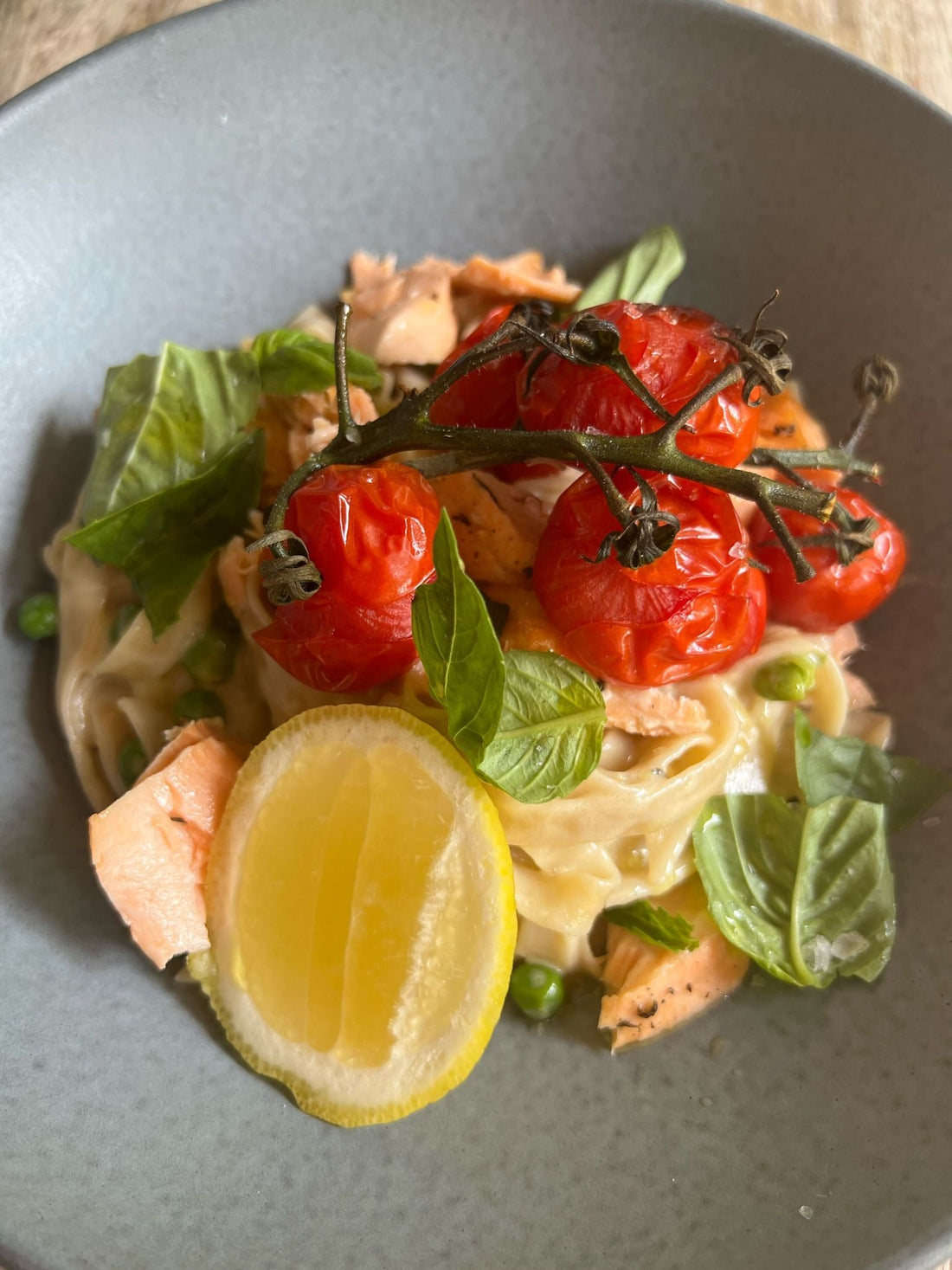 Salmon Linguine Al Limone with Roasted Cherry Tomatoes Recipe