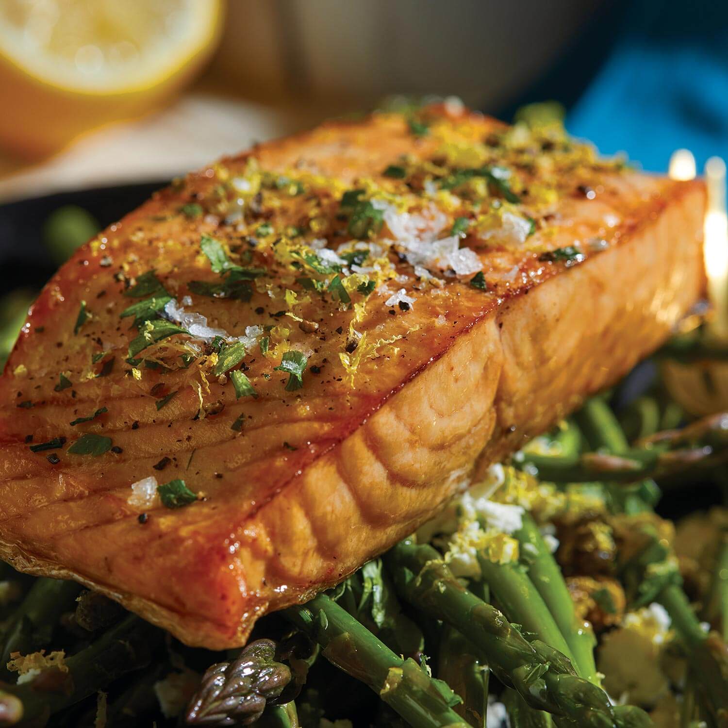 Secret Island Salmon with Garlicky Asparagus Recipe