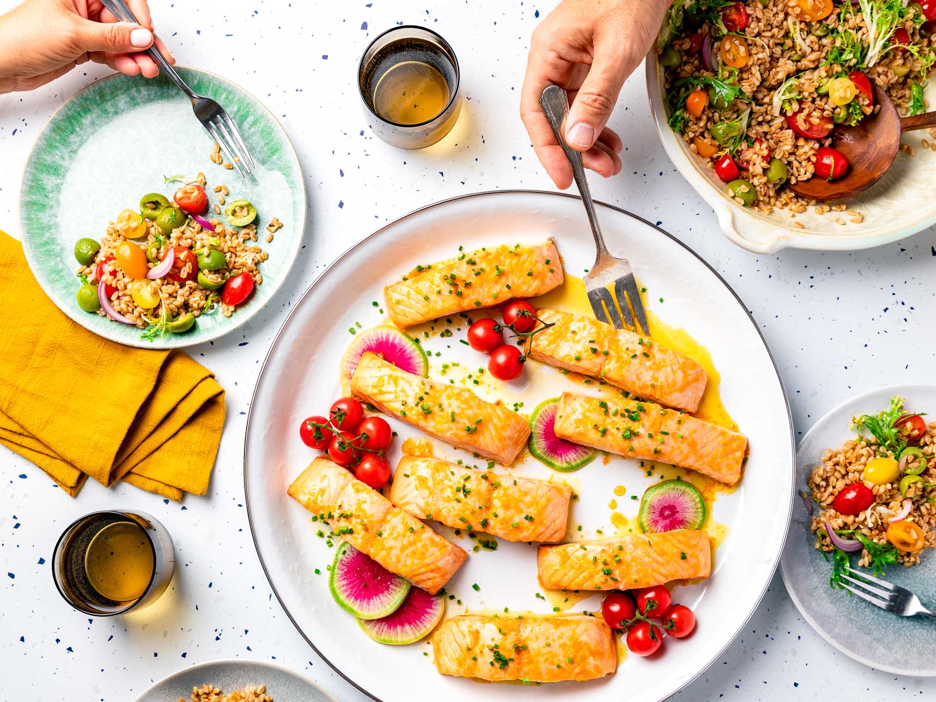 Oven Roasted Salmon with Honey Orange Glaze + Farro Salad Recipe